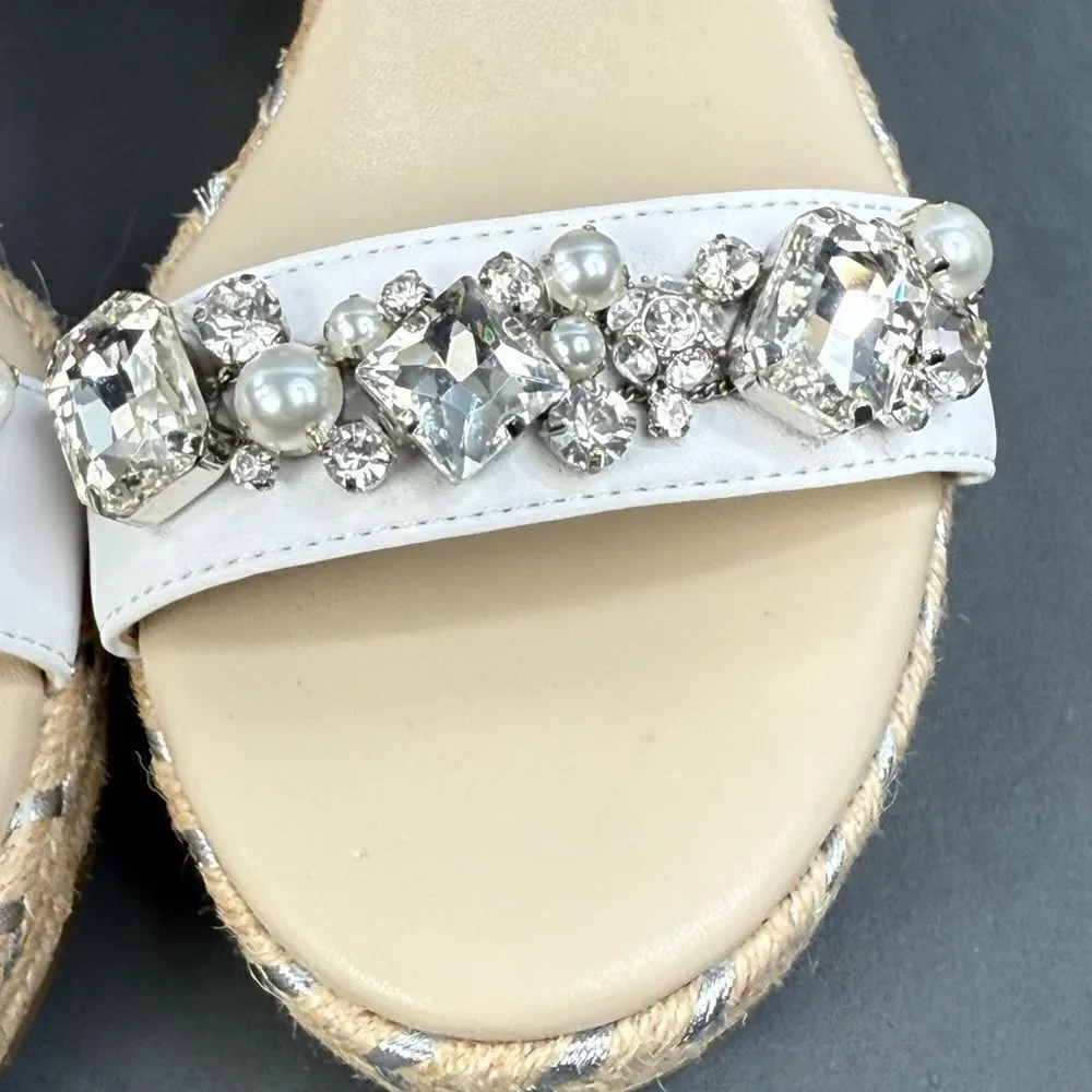 KARL LAGERFELD PARIS Catalyna Mixed Media Espadrille Wedge Sandals size 11